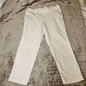 Purejill Slim Leg Cropped pull on pants white womens medium Pima Cotton